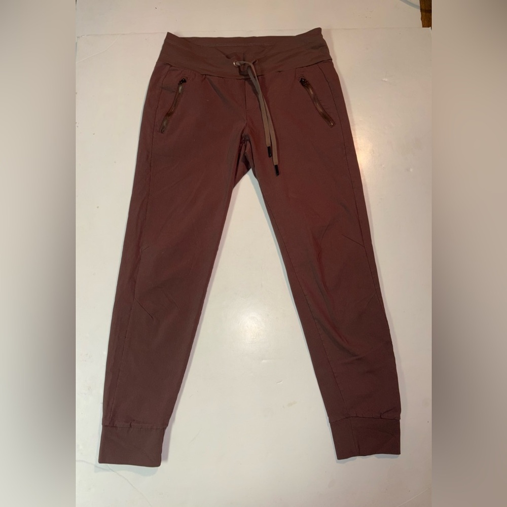 SWISS ALPS Jogger Pants Brown Zip Pockets Drawstring Activewear Womens Small